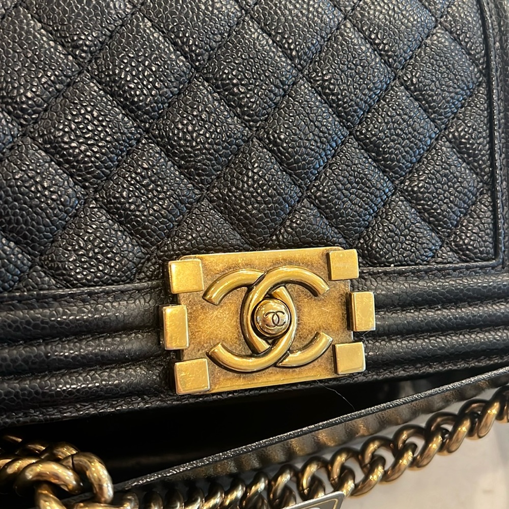 CHANEL Black Quilted Leather Boy Bag with Gold Hardware - Picture 7 of 15